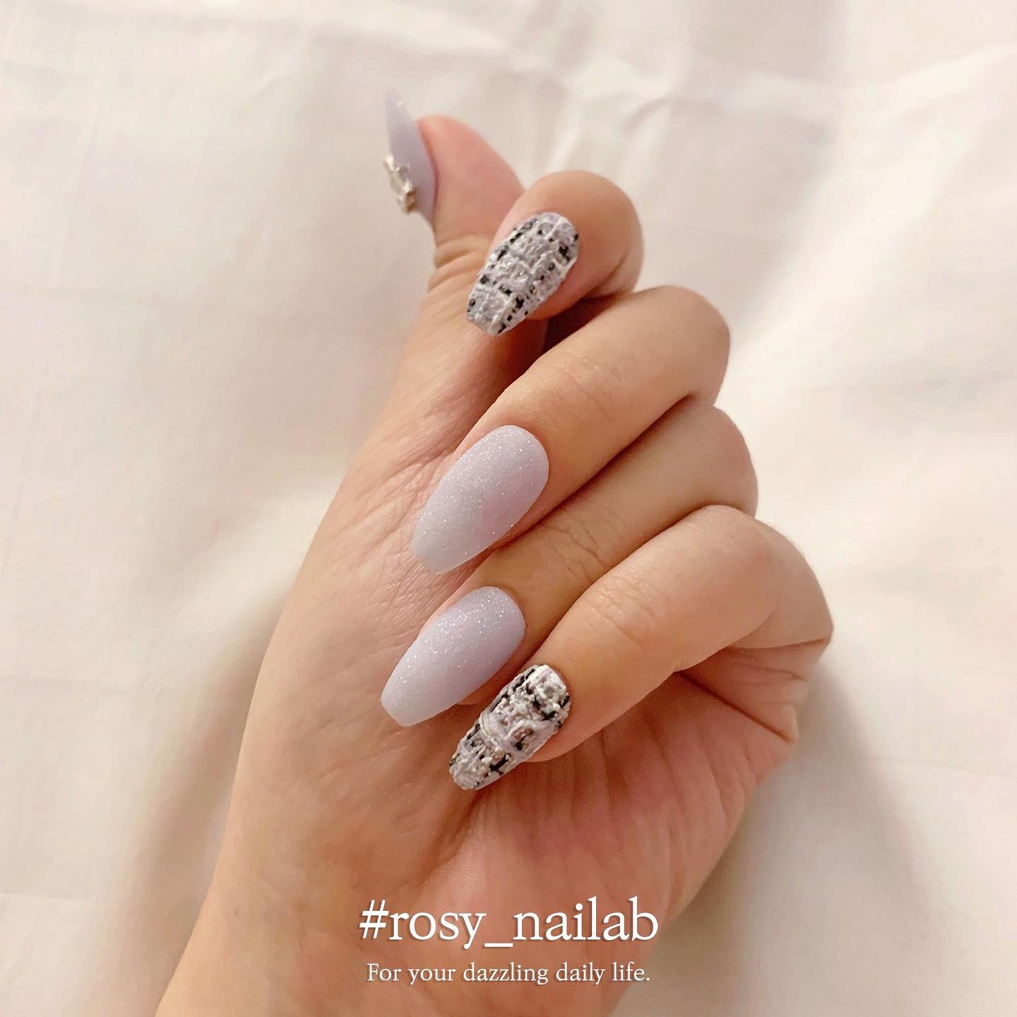 Grey Matte Short Coffin Nails