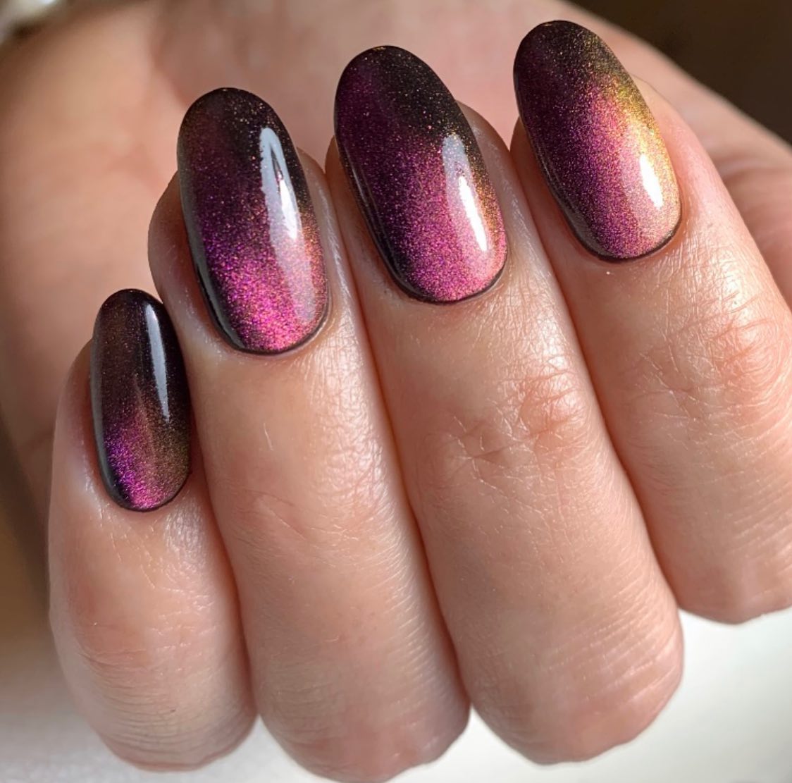 Short Almond Burgundy Nails