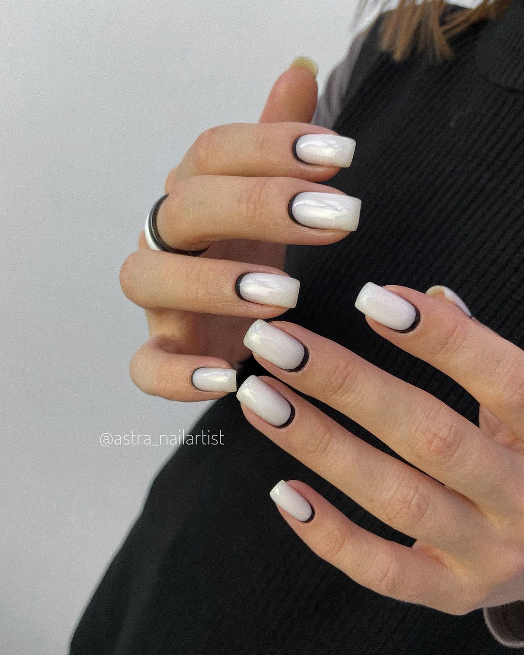Medium Length White Square nails