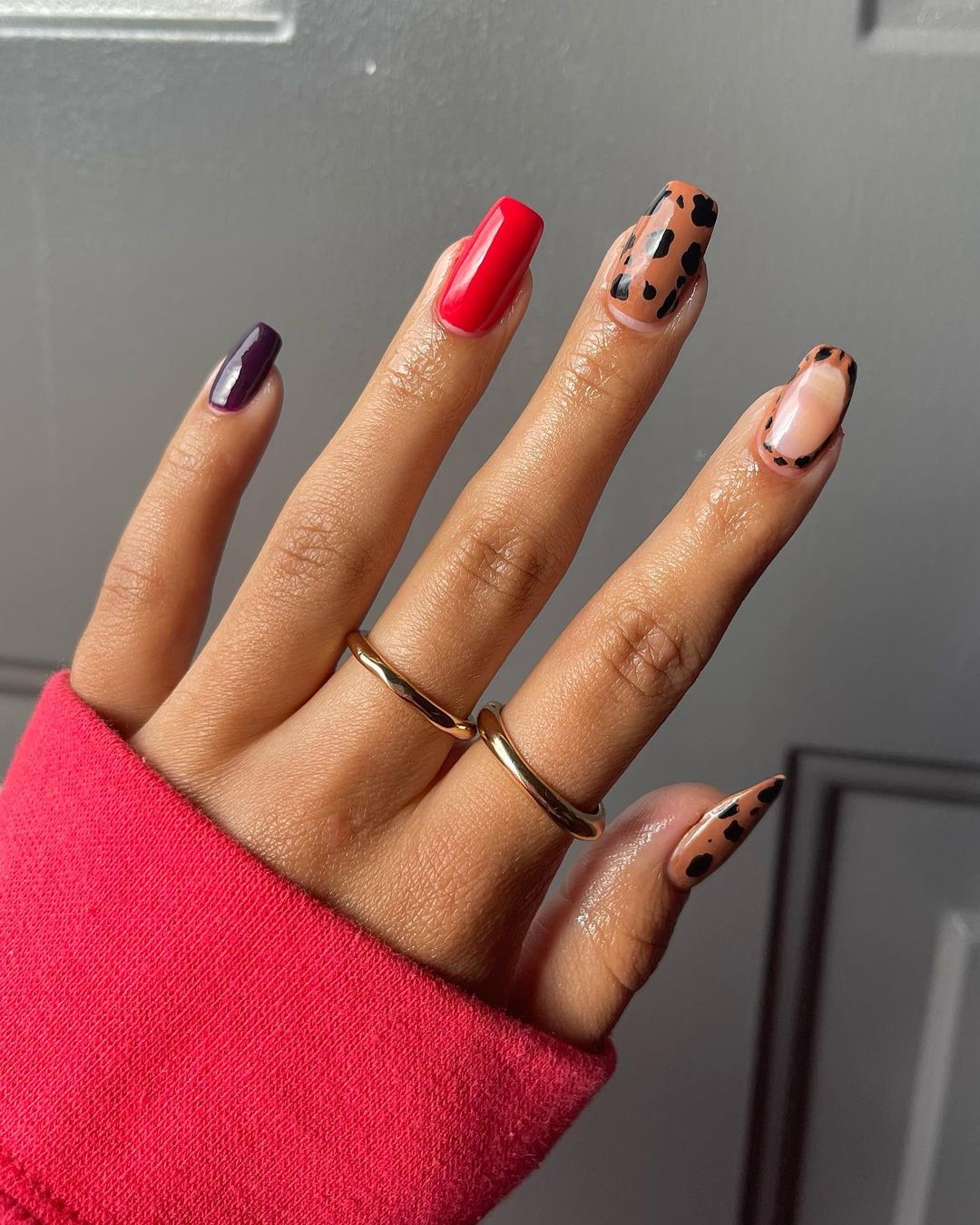 Squoval Nails with leopard Print