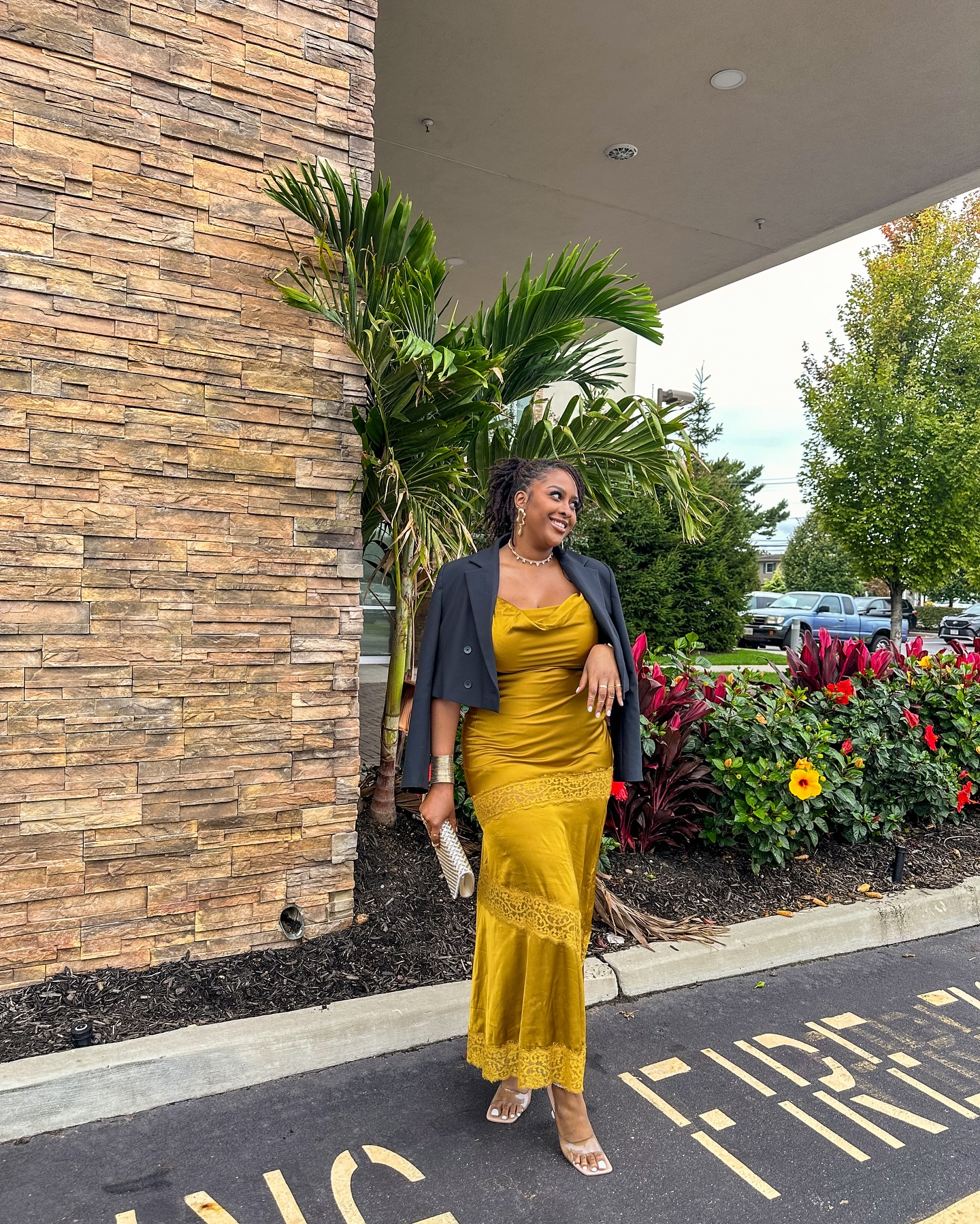 Classic Mustard Dress With Crop Jacket