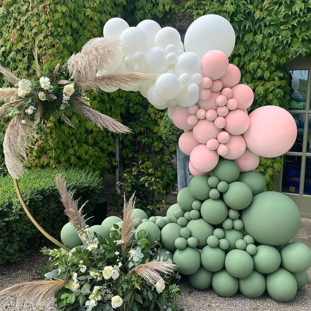 Sage and Blush Pink balloons