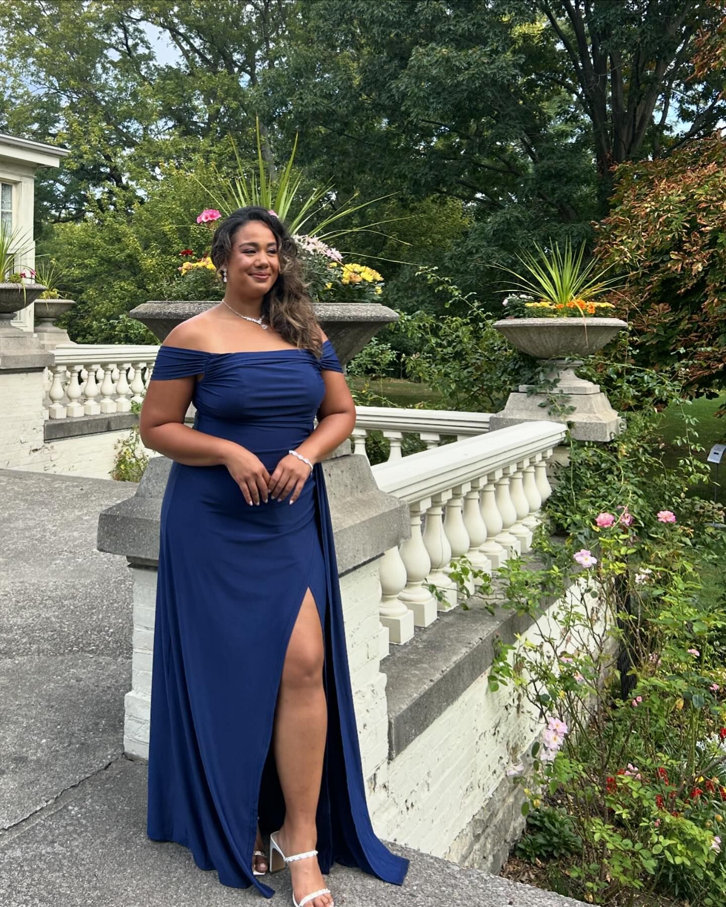 Draped Off Shoulder Dress With Side Slit